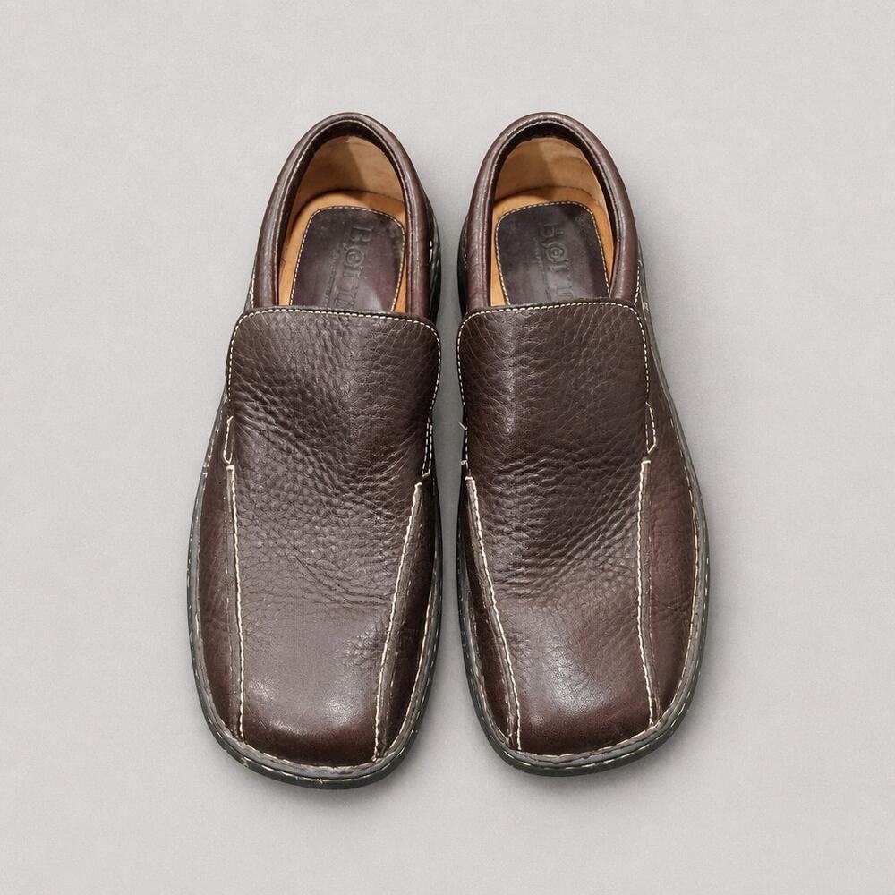 Born B8549 Brown Leather Slip On Loafers Mens 12 Eur 46 Comfort Driving Shoes